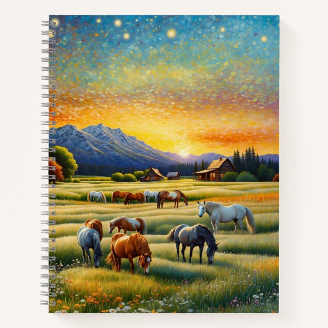 Horse on Farm Wildflower Meadow Notebook (Front)