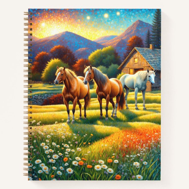 Horse on Farm Wildflower Meadow Notebook (Front)