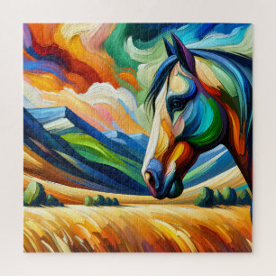 Horse on Grassland 600 Piece Puzzle