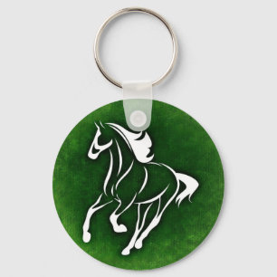 Horse on green background key ring