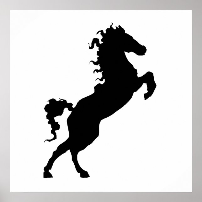 Horse On Hind Legs Silhouette Poster (Front)