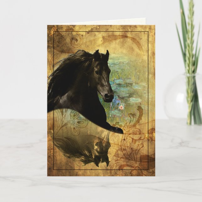 Horse On Monet - Card, Greeting / Note Holiday Card (Front)