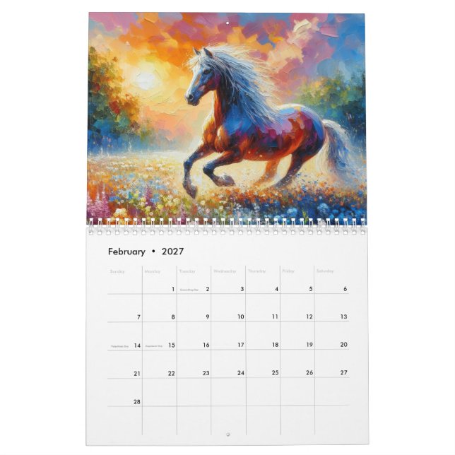 Horse on the Meadow Calendar (Feb 2027)