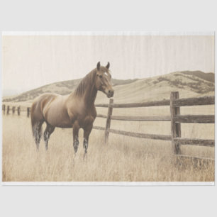 Horse on the Range Vintage Sepia Decoupage Tissue Paper