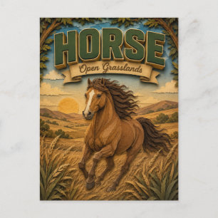Horse Open Grasslands POPCUT Postcard