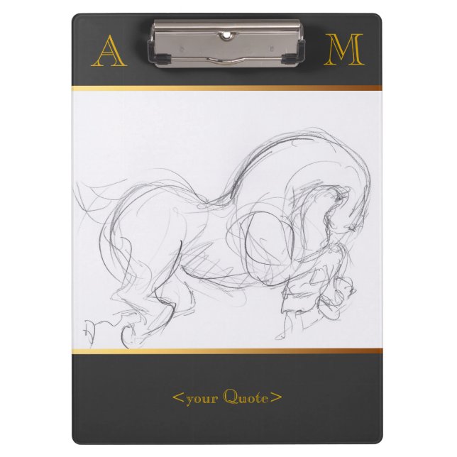 Horse Original Drawing Monogram Clipboard (Front)