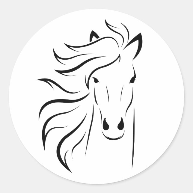 Horse Outline Classic Round Sticker (Front)