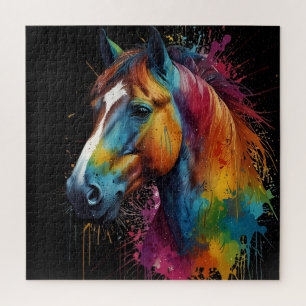 Horse painted design difficult jigsaw puzzle