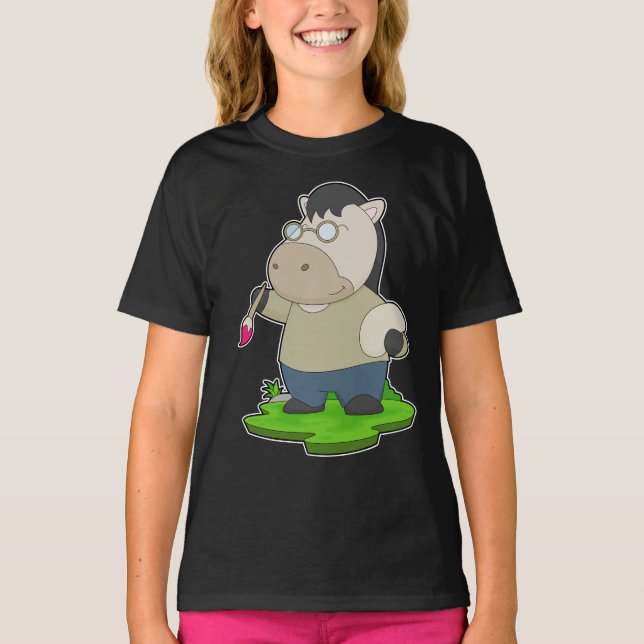 Horse Painter Paint brush Painting T-Shirt (Front)