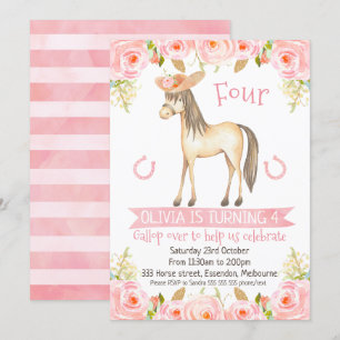 Horse party invitations for girl