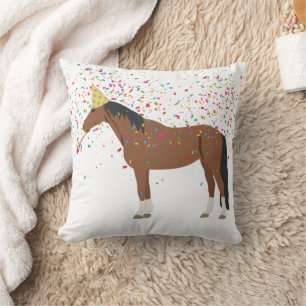 Horse Partying Farm Animals Having a Party  Cushion