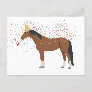 Horse Partying Farm Animals Having a Party  Holiday Postcard