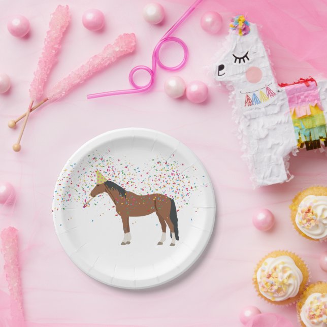 Horse Partying Farm Animals Having a Party  Paper Plate (Party)