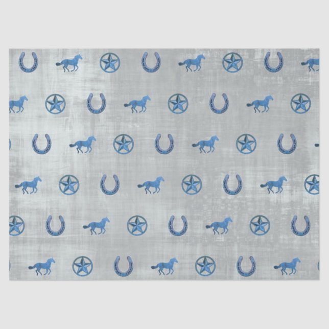Horse Pattern (Blue) Tissue Paper (Front)