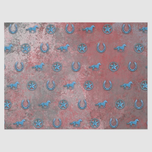 Horse Pattern (Red, White & Blue) Tissue Paper (Front)