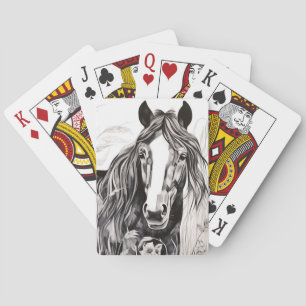 Horse Peaceful Nature Prairie Sketch Drawing Style Playing Cards