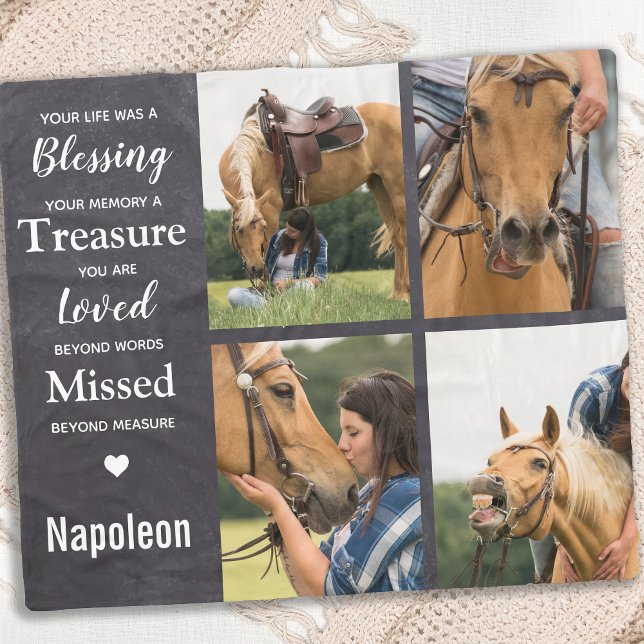 Horse Pet Memorial Photo Collage Fleece Blanket (Creator Uploaded)