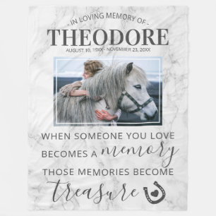 Horse Pet Memorial Photo Fleece Blanket