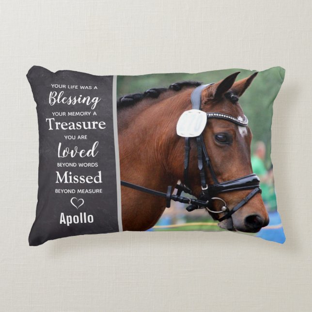 Horse Pet Memorial Remembrance Photo Decorative Cushion (Front)