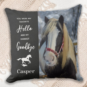 Horse Pet Memorial Rustic Photo Cushion