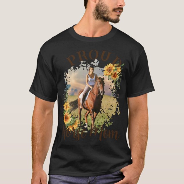 Horse Pet Photo Text Sunflower Accent T Shirt  (Front)