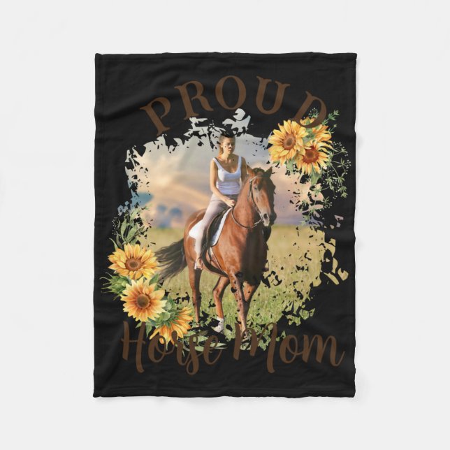 Horse Pet Photo Text Sunflower Accent T Shirt  Fleece Blanket (Front)