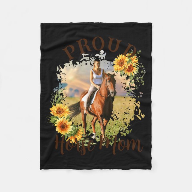 Horse Pet Photo Text Sunflower Accent T Shirt  Fleece Blanket (Front)