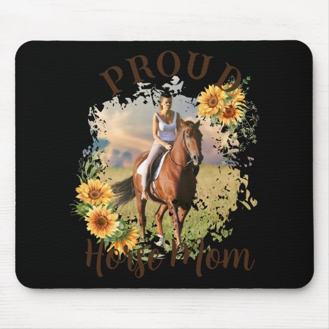 Horse Pet Photo Text Sunflower Accent T Shirt  Mouse Mat (Front)