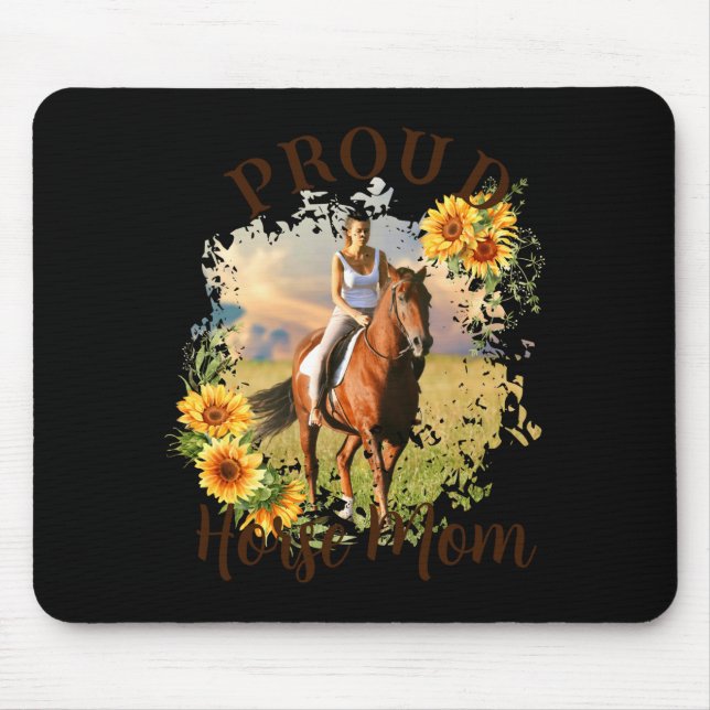 Horse Pet Photo Text Sunflower Accent T Shirt  Mouse Mat (Front)