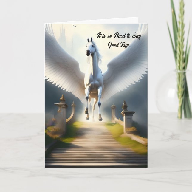 Horse Pet Sympathy Card White Horse with Wings (Front)