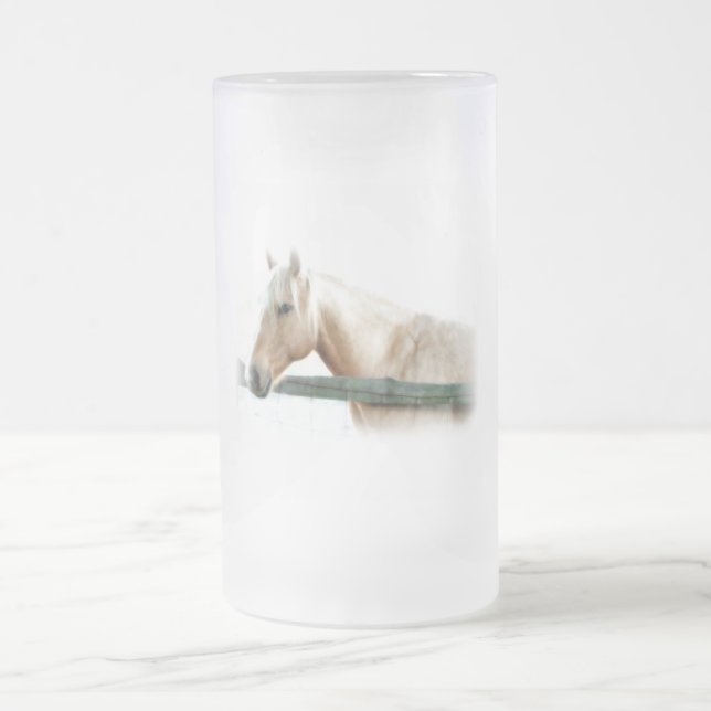 Horse Photo Frosted Glass Beer Mug (Center)