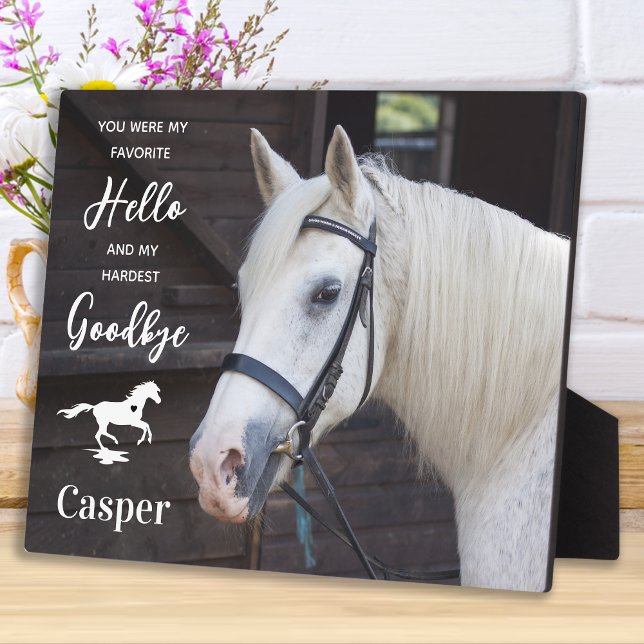 Horse Photo - Hello Goodbye Quote - Horse Memorial Plaque (Creator Uploaded)
