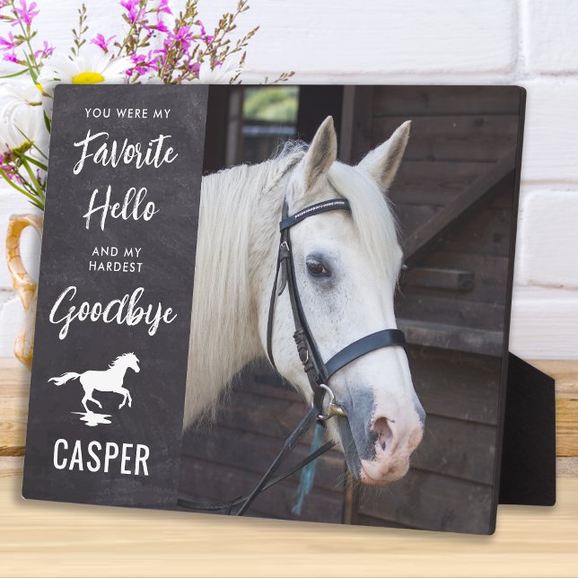 Horse Photo - Hello Goodbye Quote - Horse Memorial Plaque (Creator Uploaded)