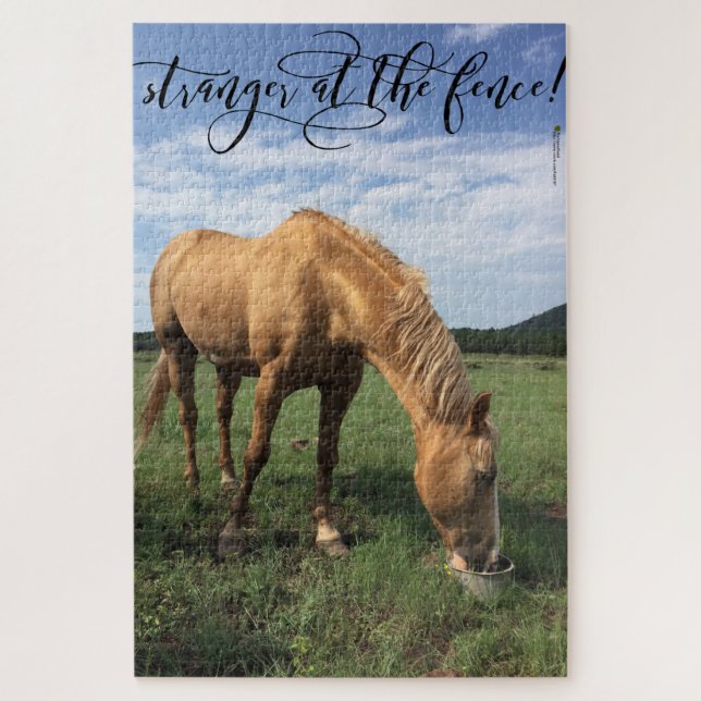Horse Photo "Stranger At The Fence" Typography Jigsaw Puzzle (Vertical)