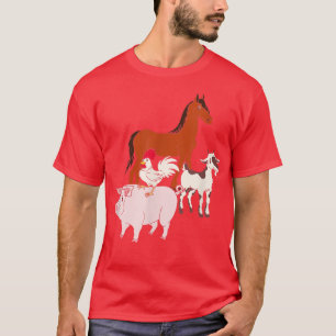 Horse Pig Hen Goat Animals Farmer Ranch Livestock T-Shirt