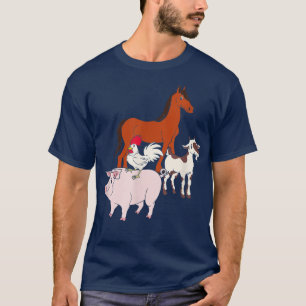 Horse Pig Hen Goat Animals Farmer Ranch Livestock T-Shirt