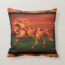 Horse Pillow, Orange Horse, Chesnut Horse Art