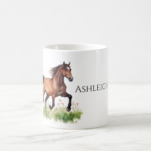 Horse Pink Flowers Coffee Mug