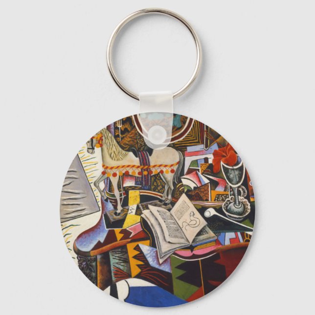 Horse Pipe Red Flower by Joan Miro Key Ring (Front)