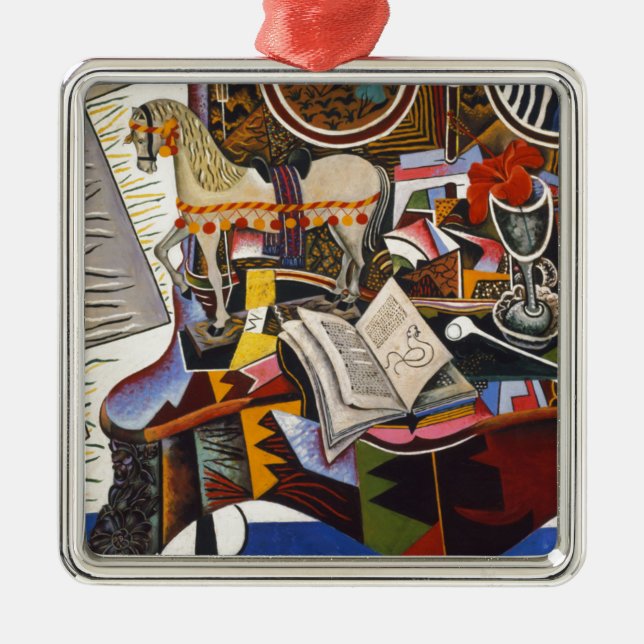 Horse Pipe Red Flower by Joan Miro Metal Tree Decoration (Front)