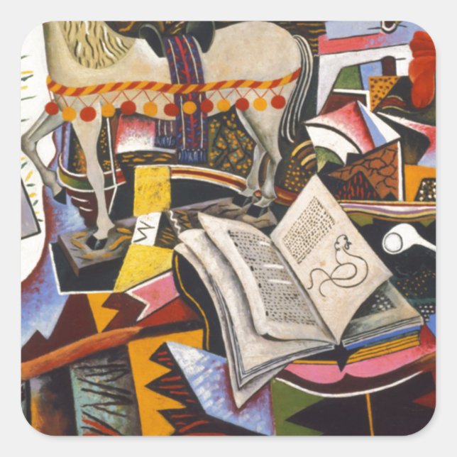 Horse Pipe Red Flower by Joan Miro Square Sticker (Front)