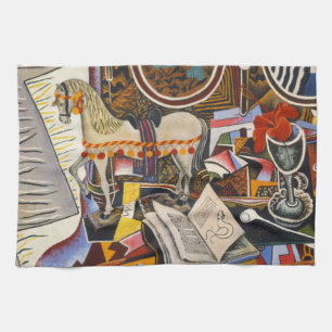 Horse Pipe Red Flower by Joan Miro Tea Towel