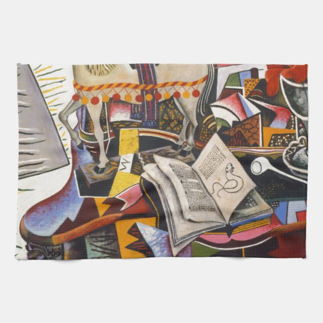 Horse Pipe Red Flower by Joan Miro Tea Towel (Horizontal)