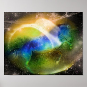 Horse Planet Galaxy Poster Universe Earth blue