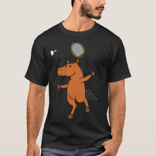 Horse Playing Badminton Ironic Sports Animal T-Shirt