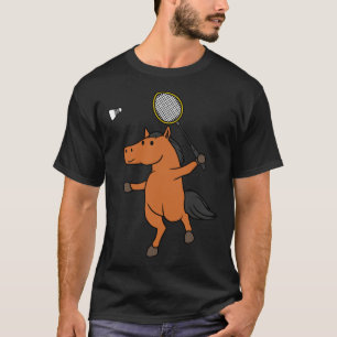 Horse Playing Badminton Ironic Sports Animal T-Shirt