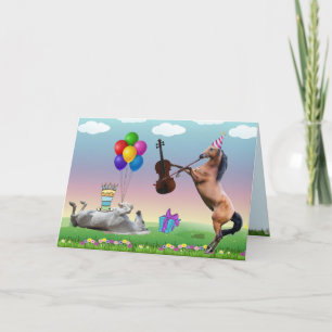 Horse Playing The Violin Birthday Card