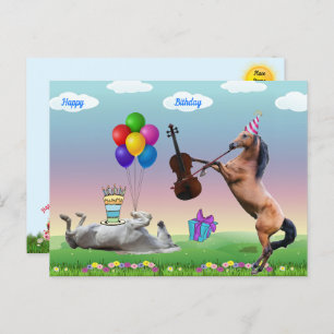 Horse Playing The Violin Birthday Card