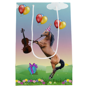 Horse Playing The Violin Birthday  Medium Gift Bag