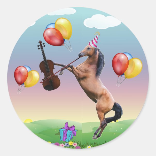 Horse Playing the Violin Stickers (Front)